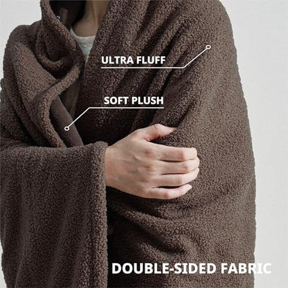 Templewet Heated Blanket Throw 50" x 60",Cute Electric Blanket,Dark Brown | Timer Settings,Auto Off,Soft Sherpa Heated Throw Blanket,Machine Washable,Fast Heating for Sofa Bed Office Use,Gifts for Mom - color: Dark Brown