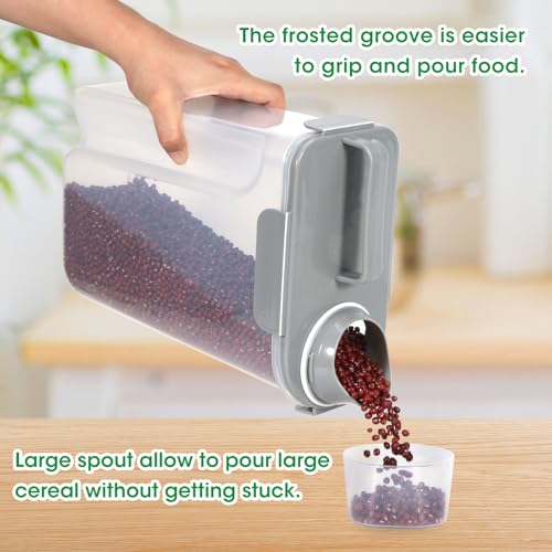 TBMax Rice Container 10 Lbs, Cereal Container Oatmeal Storage, Airtight Food Dispenser with Easy-pouring Spout & Handy Cup for Flour Grain Beans, Pet Dog Cat Bird Food Storage Container