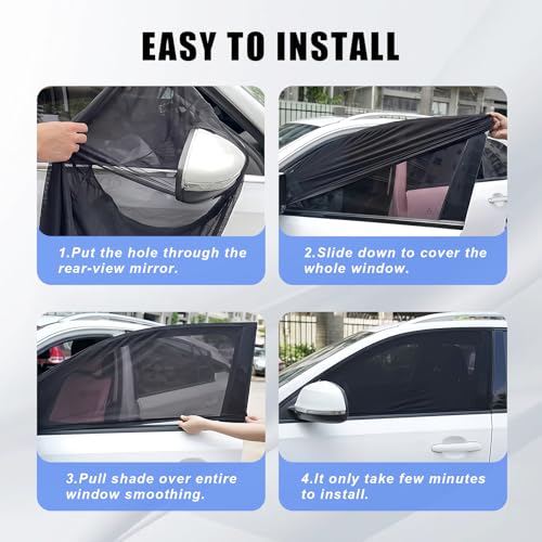 Car Window Shades, Privacy Blackout Curtain for Front Side Window, 2 Pack Stretchable Sun Blinds for Driver and Passenger, Baby, Foldable UV Blockers for Camping, Fit for Most Cars SUV Truck - size: Front Window