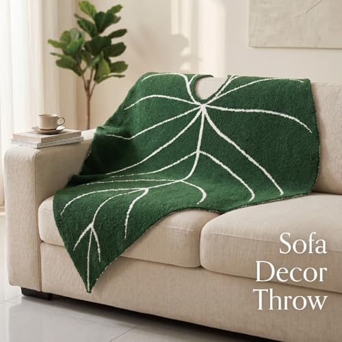Leaf Sherpa Blanket Large – Soft Throw for Sofa & Bed - size: Large