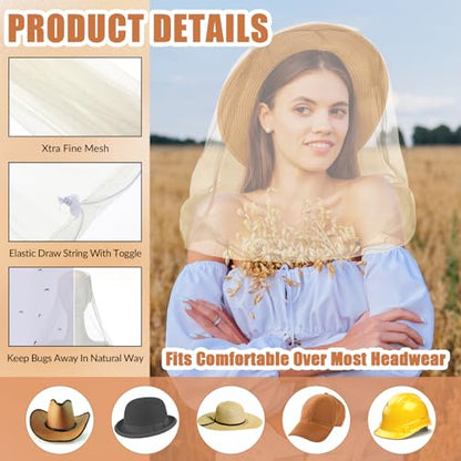 HESTYA 4 Pack Mosquito Head Net Face Mesh,Beige - color: Beige
