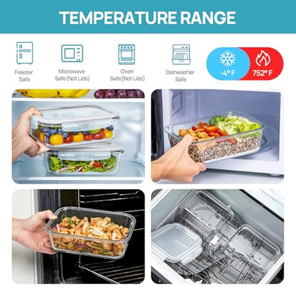 Vtopmart 2Pack 1500ml/50.7oz Large Glass Storage Containers With Lids, Grey - color: Grey, size: 50.7oz
