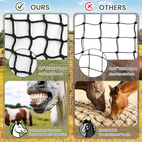 5x5 FT Round Bale Hay Net, 2-Inch Slow Feed for Horses and Goats
