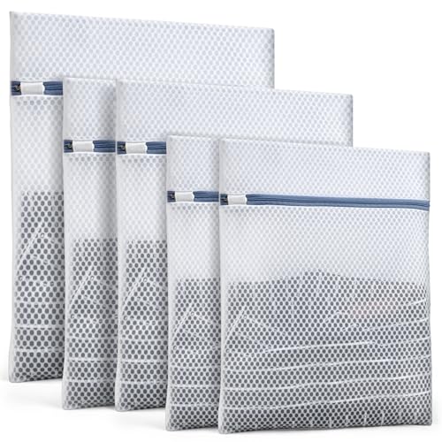 Heavy-Duty Honeycomb Mesh Laundry Bags, 5-Pack (2x 12×16", 2x 16×20", 1x 20×24") | Delicates Wash Bags for Lingerie & Baby Clothes - size: M2L2XL1