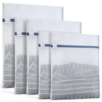 Heavy-Duty Honeycomb Mesh Laundry Bags, 5-Pack (2x 12×16", 2x 16×20", 1x 20×24") | Delicates Wash Bags for Lingerie & Baby Clothes - size: M2L2XL1