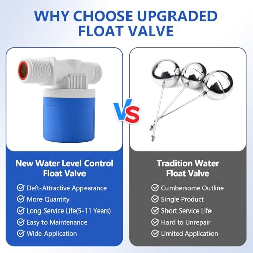 2Pcs 3/4" Aquapulse Side Inlet Water Float Valve, Automatic Water Level Conrtol Valves, Aqua pluse Water Tank Float Valve for Livestock, Swimming Pool, Toilet, Garden Irrigation System, 3/4" Hose - size: 3/4" Side Inlet