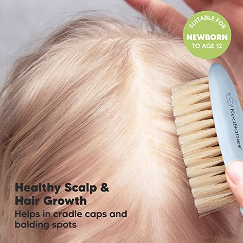 KeaBabies Baby Hair Brush and 4-Pack Muslin Swaddle Blankets for Baby Boys, Girls - Baby Brush with Soft Goat Bristles, Organic Baby Blankets for Girl, Boy