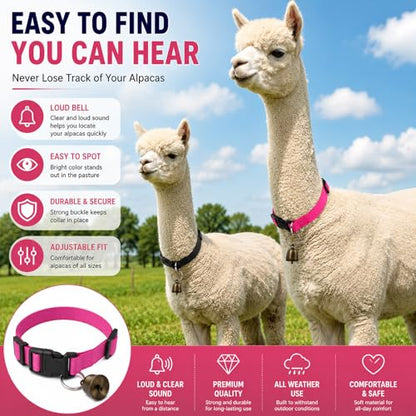 3 Pack Goat Collars with Bells, Classic Navy Adjustable Collar Set - color: Black+Pink+Blue