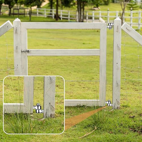 4 Pcs Stainless Steel Gate Hinges for Farm Wooden Fences, 4-1/2'' One Piece Molding M16 Screw Eye Hook Hinge Bolts with Hole Dia 5/8 Adjustable Gate Sag (4.33 x 1.97 Inches)