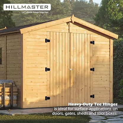 HILLMASTER 3.5 Inch Heavy Duty Gate Hinges Fence Door Hinges Durable Black Gate Strap Hinge for Indoor Outdoor, Gate Hardware Kit for Shed,Wooden Fences,Vinyl Fence Gate,Barn Door,Garage,2 Pack - size: 2 Pack
