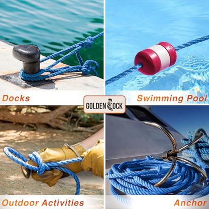 2116lbs Heavy Duty PP/Polyester/Nylon Rope, Blue, 5/16inX32FT | Weather-Resistant & Waterproof Rope for Pool, Camping, Construction & Rigging Applications - color: Blue, size: 5/16in X 32FT