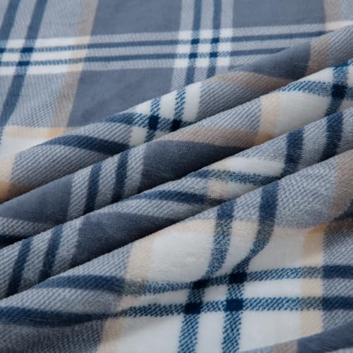 PU MEI Sherpa Blanket Queen Plaid Thick Bed Blanket, 80”*90” Super Soft Flannel Fuzzy Fleece Reversible Velvet Plush Warm Blanket for Couch (Blue White Check) - color: Blue White Check, size: 80"*90"