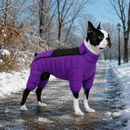 Purple Dog Jacket, Windproof & Waterproof, Reflective, Adjustable, Zippered, Snow Jacket for Small to Large Dogs - color: Purple, size: M (11.5inch Back)