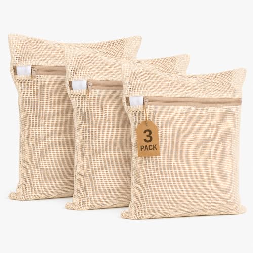 Mesh Laundry Bags for Delicates 3-Pack – 19.68 x 23.62 inch Large & Sturdy Organic Pure Cotton Breathable Zippered Delicate Wash Bags for Washing Machine, Lingerie, Bra, Clothes, Large Capacity - size: XL-3PCS