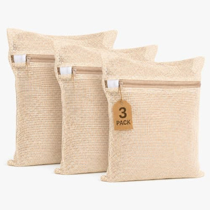 Mesh Laundry Bags for Delicates 3-Pack – 19.68 x 23.62 inch Large & Sturdy Organic Pure Cotton Breathable Zippered Delicate Wash Bags for Washing Machine, Lingerie, Bra, Clothes, Large Capacity - size: XL-3PCS