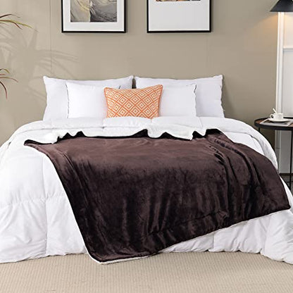 SOCHOW Sherpa Fleece Throw Blanket, Brown, 50x60 inches - color: Brown, size: 50"×60"