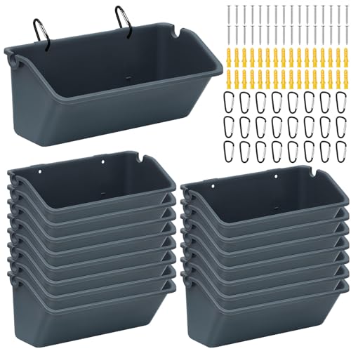 Wenqik 16 Pack Chicken Feeder,5 Quart Hanging Goat Waterer,Dark Gray - color: Dark Gray