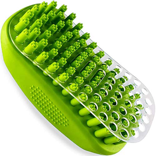 Rubber Curry Brush for Short Haired Dogs, Gentle Curry Comb - color: Green