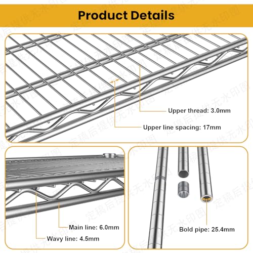 4- Shelf Heavy Duty Metal Wire Shelving Unit Adjustable Industrial Storage Rack Steel Commercial Grade Shelving Standing Shelf organize 2200LBS,for Laundry Bathroom Kitchen Closet 14"Dx24"Wx47"H - size: 4-Tier-Silver[ 14"D x 24"W x 47.25"H]