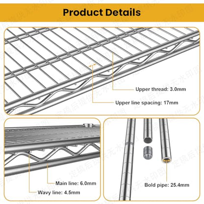 4- Shelf Heavy Duty Metal Wire Shelving Unit Adjustable Industrial Storage Rack Steel Commercial Grade Shelving Standing Shelf organize 2200LBS,for Laundry Bathroom Kitchen Closet 14"Dx24"Wx47"H - size: 4-Tier-Silver[ 14"D x 24"W x 47.25"H]