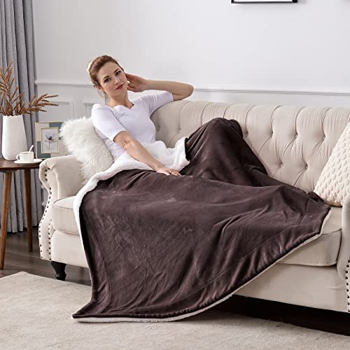 SOCHOW Sherpa Fleece Throw Blanket, Brown, 50x60 inches - color: Brown, size: 50"×60"
