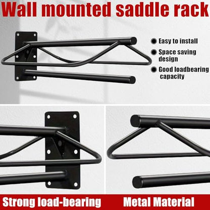 2Pcs 23.8" L x12.6 W x7.5 H Saddle Rack with Pad Bar Heavy Duty Wall Mounted Saddle Rack Suitable for English and Western Saddles Horse Stall Barn Trailer Tack Room Black - color: One Bar-2PCS