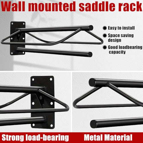 2Pcs 23.8" L x12.6 W x7.5 H Saddle Rack with Pad Bar Heavy Duty Wall Mounted Saddle Rack Suitable for English and Western Saddles Horse Stall Barn Trailer Tack Room Black - color: One Bar-2PCS