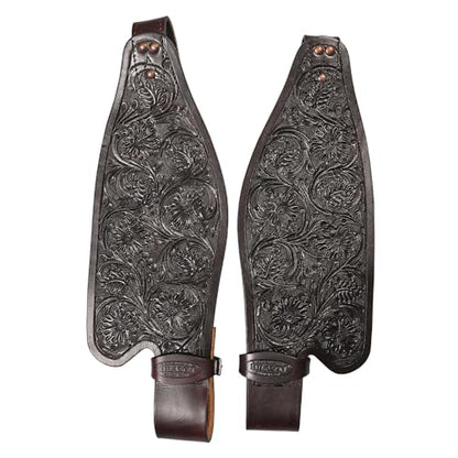 HILASON Tan Leather Saddle Fender Pair with Hobble Strap - color: DARK BROWN