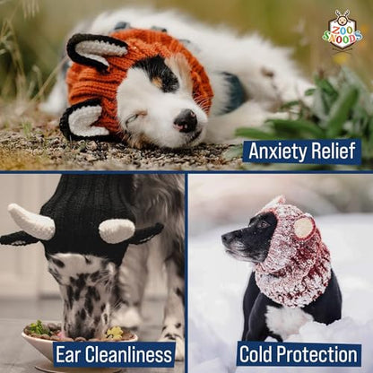 Ram Goat Costume - Warm Knit Dog Snood Wrap for Pets, Neck Ear Cover Protection, Halloween Winter (Medium) - size: Medium