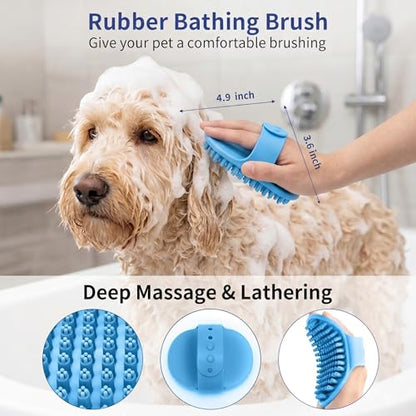 5-in-1 Dog Grooming Kit with Self Cleaning Brush & Rake, Blue - color: Blue