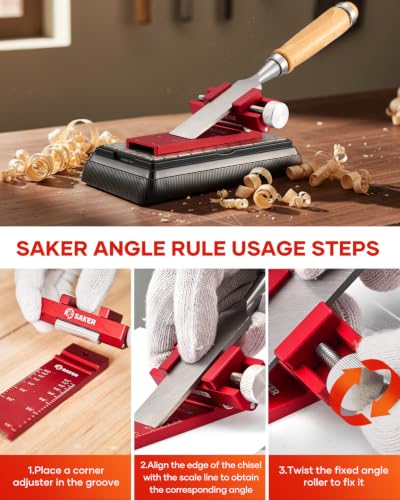 Saker Chisel Sharpening Jig, Chisel Sharpener,Wood Honing Guide - style: Red Honing Guide and Stone with ruler