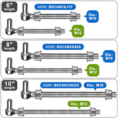 Insaga J Bolt Gate Hinge, 304 Stainless Steel Farm Gate Hinges, M12 x 8'' Gate Hinge Bolt 5/8'' for Chain Link Fence/Farm/Wooden Fence/Driveway, Supports up to 500lbs, 2pcs - color: M12-8''-2PCS
