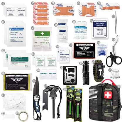 EVERLIT 250 Pcs Survival First Aid Kit - color: Black Camo