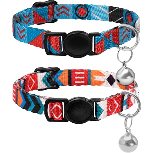 Tribal Aztec Cat Collar 2-Pack, Breakaway with Bell - color: Sunny Ethnic & Tribal