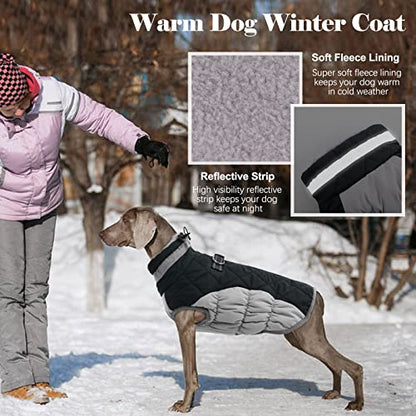 Lelepet Dog Coat Warm Dog Winter Coat Waterproof Dogs Jacket with Harness - color: Black, size: X-Small