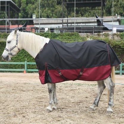 1200D Horse Blanket, 0g No-Fill Waterproof Turnout Rain Sheet - color: Black Wine, size: 75"
