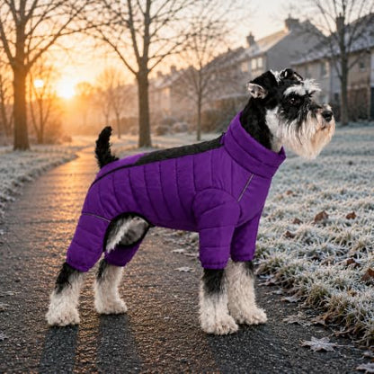 Purple Dog Jacket, Windproof & Waterproof, Reflective, Adjustable, Zippered, Snow Jacket for Small to Large Dogs - color: Purple, size: M (11.5inch Back)