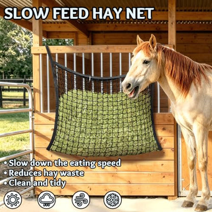 YedsIntu Hay Bags for Horses, Slow Feed Hay Nets for Horses Goat Sheep, Large Capacity Hay Feeder for Stall, Trailer, Pasture (Black) - size: 1PCS-Black