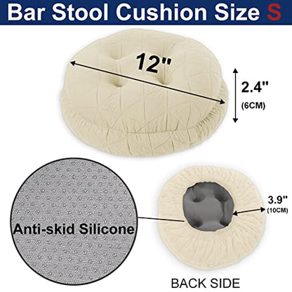 BUYUE Round Bar Stool Seat Cushion, Dia.12 Luxury Fashion Jacquard with Anti-Skid Silicone Bar Stool Cushion Padded (Beige, S,1 Count) - color: Beige, style: Round S