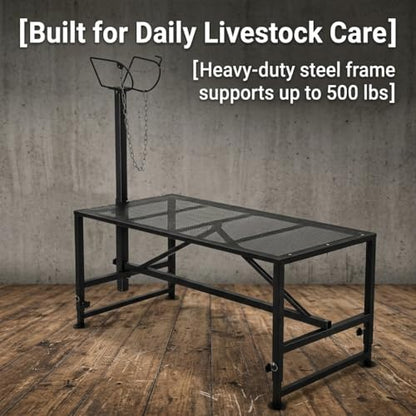 Heavy Duty Sheep Fitting Stand, Goat Milking Stand for Farms Barns and Livestock Care Areas, Adjustable Sheep Grooming Stand for Sheep and Other Livestock