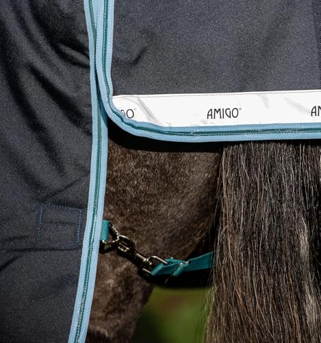Horseware® Amigo® Bravo 12 Plus Turnout 250g - Navy/Aqua & Turquoise, 72 inches - color: Navy/Aqua & Turquoise, size: 72 inches