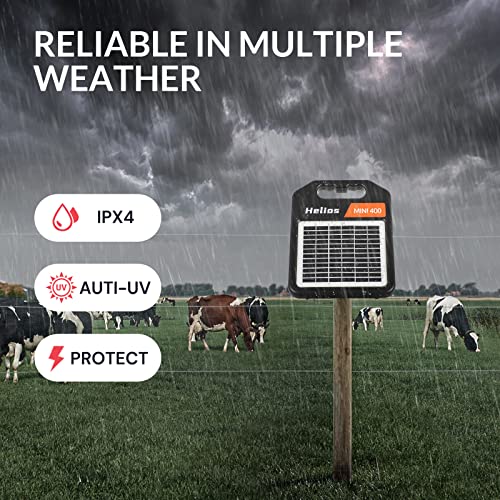 Andmon MINI400 20 Miles Solar Electric Fence Charger with Day/Night Mode 0.4J Output Energy Electric Fence Energizer - size: MINI400-Rear switch
