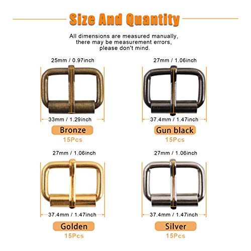 1 inch 25mm Metal Belt Buckle Hardware Assortment Webbing Strap Loops Clasp for Belt Craft DIY Accessories - style: Roller Pin Buckles