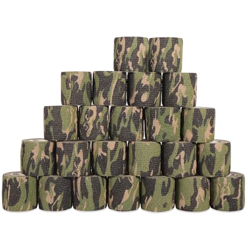 24 Rolls Elastic Self Adhesive Bandage Wrap 2 inch, Breathable Non Woven Cohesive Bandage, Vet Wrap for Dogs, Ankle Sprains Swelling Tape, Sports Athletic Tape (Jungle Camo) - color: 2 Inch-24 Count Jungle Camo