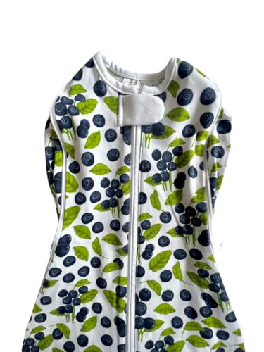 Woombie Grow with Me Baby Swaddle - Convertible Self-Soothing Swaddle Fits Babies 0-18 Months - Expands to Hands-Free, Legs-Out Wearable Blanket - Blueberries - color: Blueberries, style: Grow With Me
