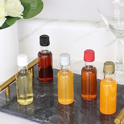 Mini Liquor Bottles With Black Lids, 56 Small Bottles and Tamper Evident Caps, 50ml 1.7 Oz - color: Black Caps
