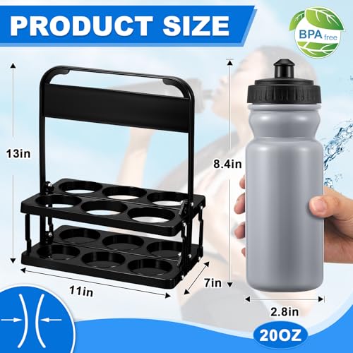Suclain Squeeze Water Bottles with Carrier, 7 Pcs, Grey - color: Grey