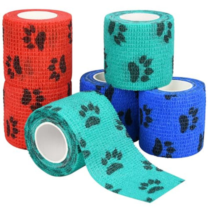 6pcs 2" Self Adhesive Bandage Wraps, Paw Prints B - size: 6pcs 2" Paw Prints B