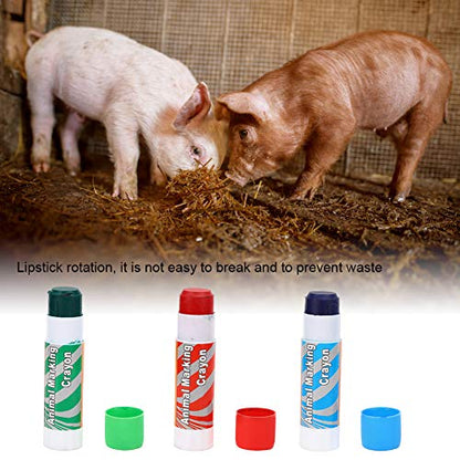 Livestock Crayon, 12Pcs Large Livestock Marking Crayons, Red Green Blue Color Marker Pens Water-resistantfor Pigs, Animal Identification, Marking Skin