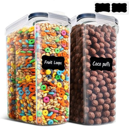 ComSaf Airtight Cereal Storage Containers with Lids 6.7Qt 2Pack, Easy Pour | Plastic Food Canister, Cereal Rice Oats Beans, Pantry Kitchen Cabinet, Dispenser with Label, Spout, Large Capacity, BPA-free - size: 6.7Qt-Rectangle